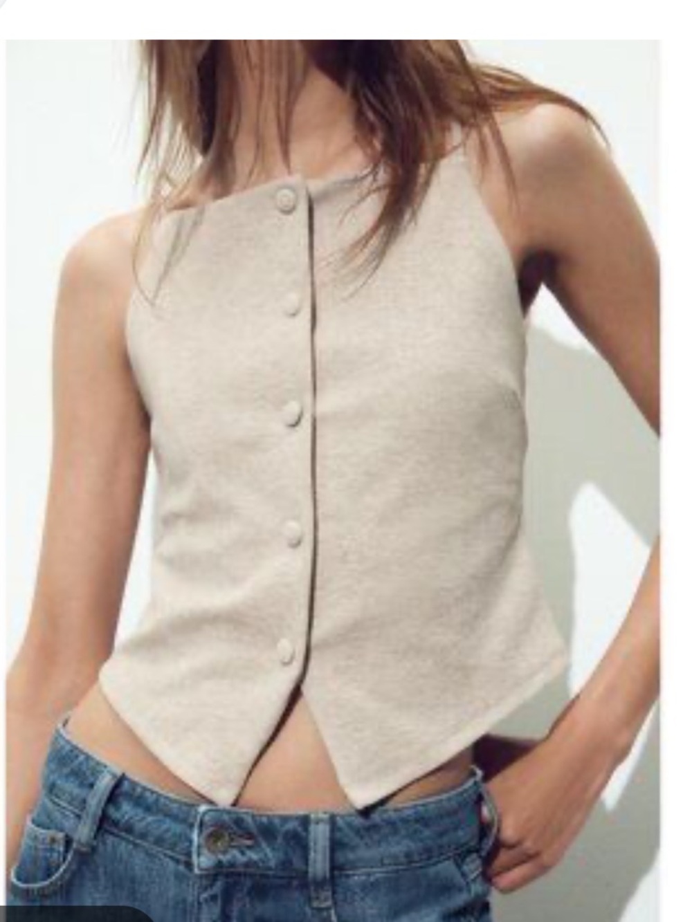Zara Cream Button-Front vest top